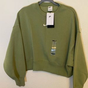 nwt nike cropped sweater alligator green (xs)
